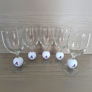 Original set of 5 wine glass with golf ball Assure top flite XL 2000